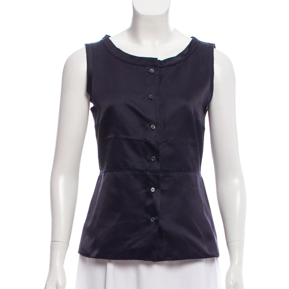 JIL SANDER NAVY Silk Sleeveless Blouse